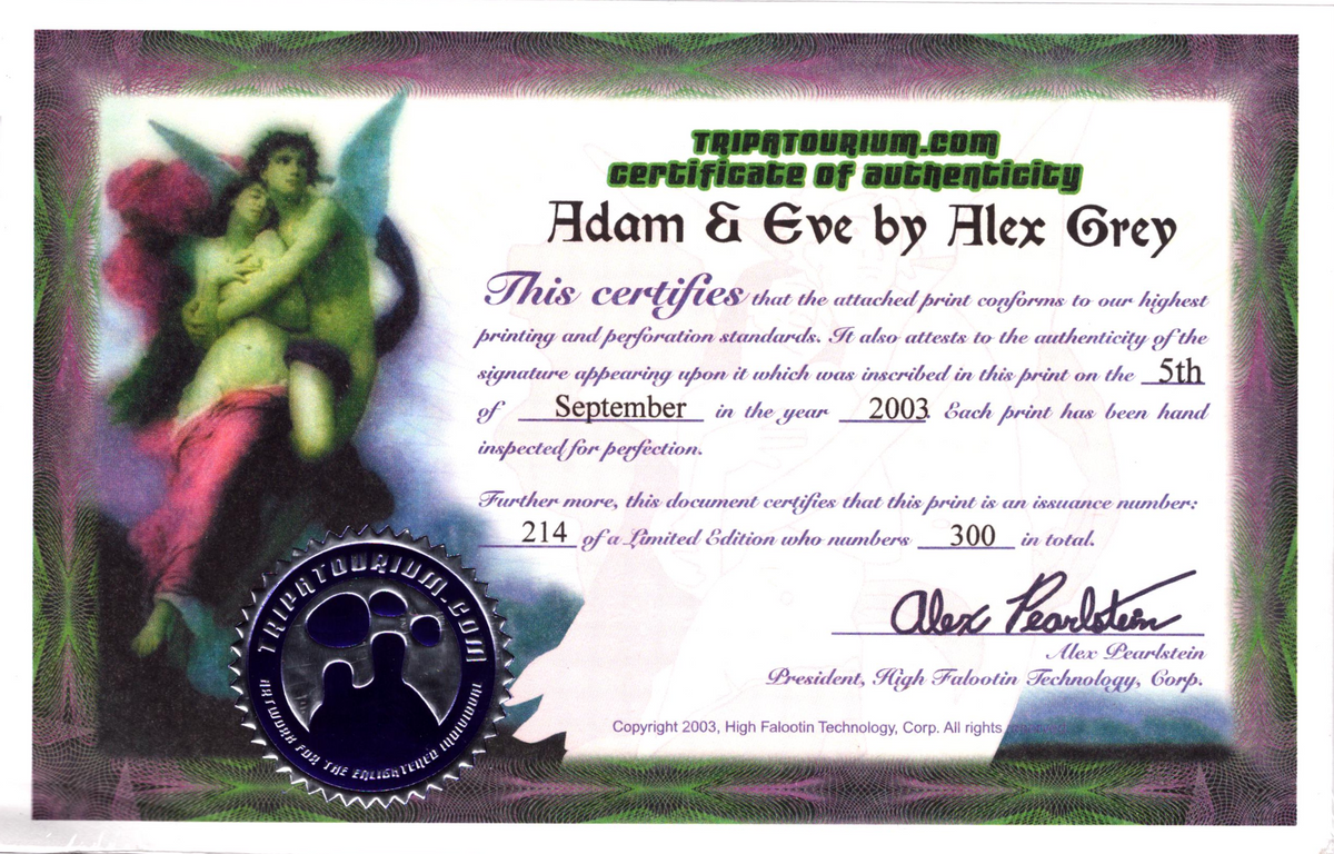 Adam & Eve Blotter Art by Alex Grey (signed)