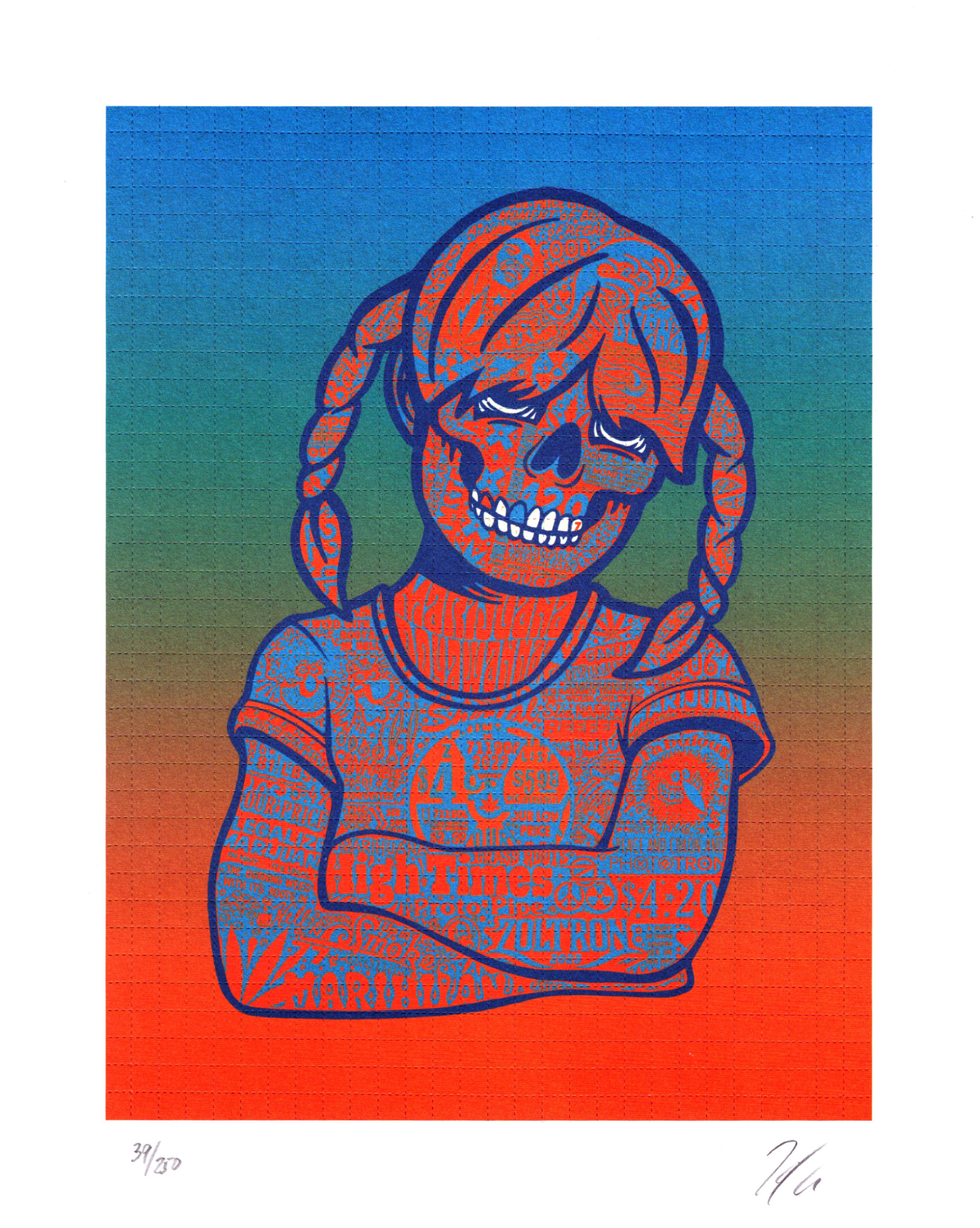 Sue Nami Goes to Haight Street Blotter Art by Zoltron (signed)