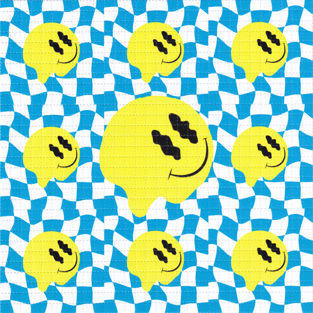 Melty Smiley Baby Blue Blotter Art