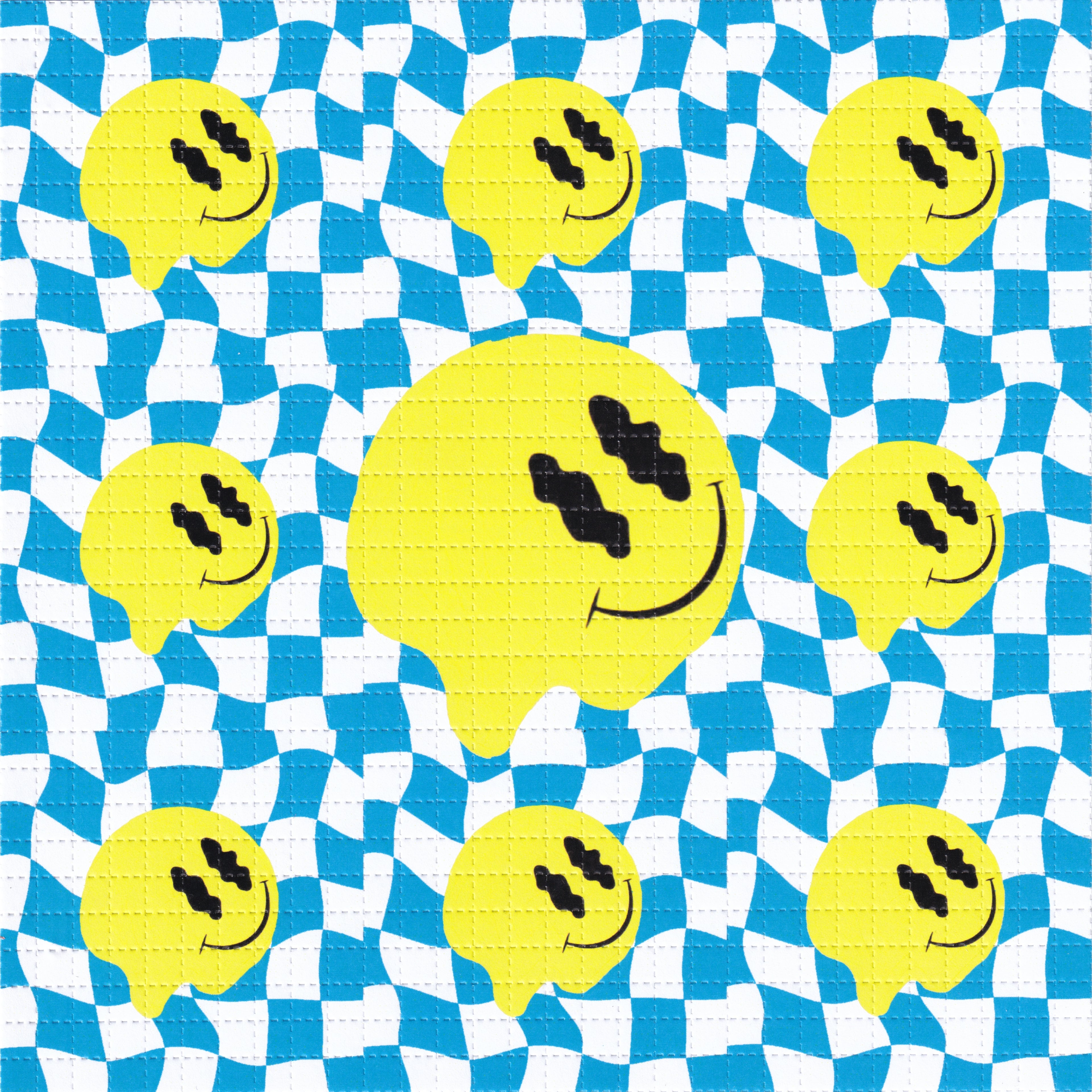 Melty Smiley Baby Blue Blotter Art