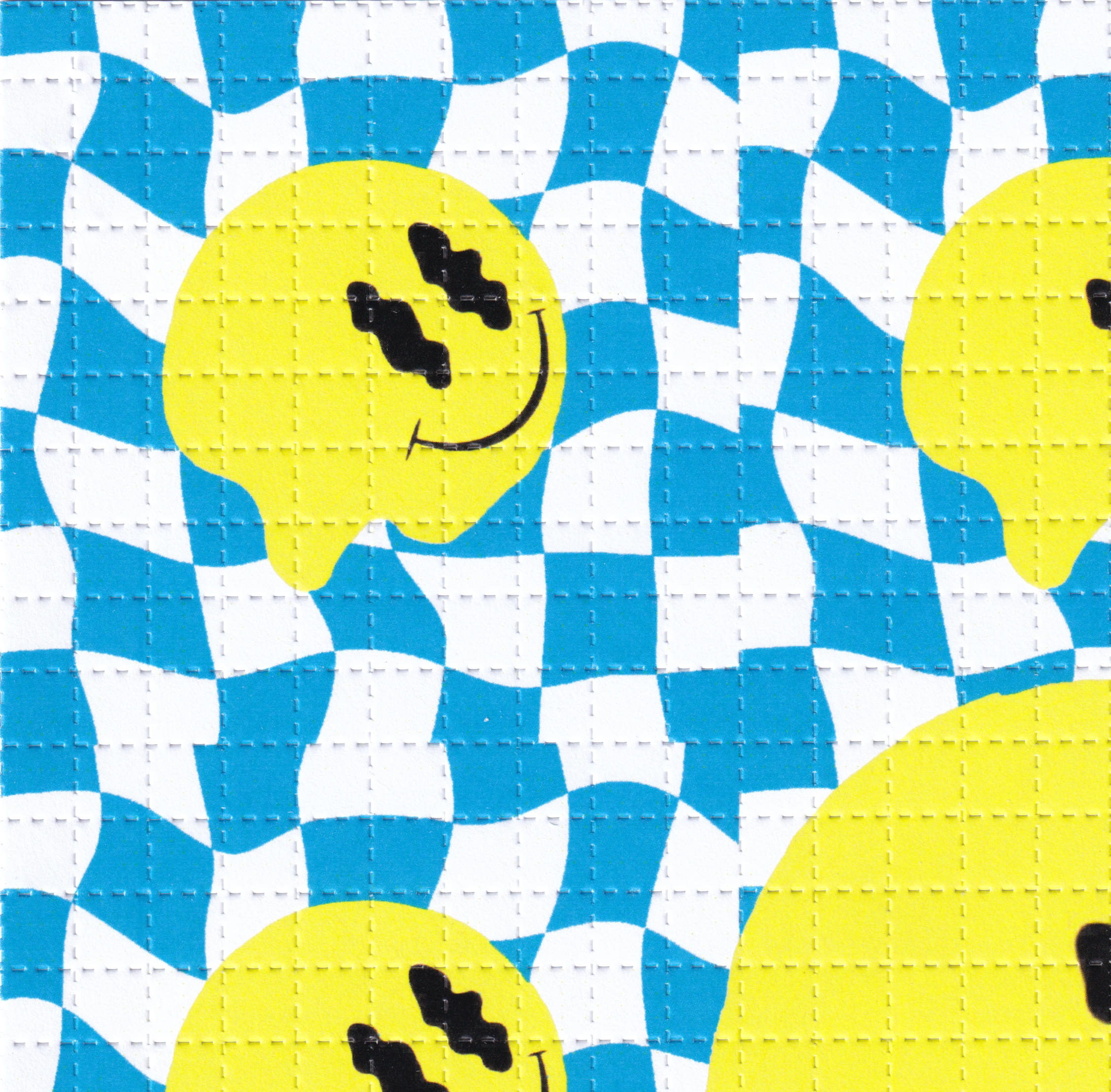 Melty Smiley Baby Blue Blotter Art