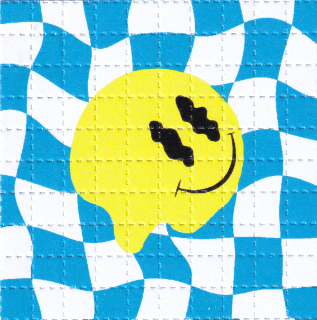 Melty Smiley Baby Blue Blotter Art