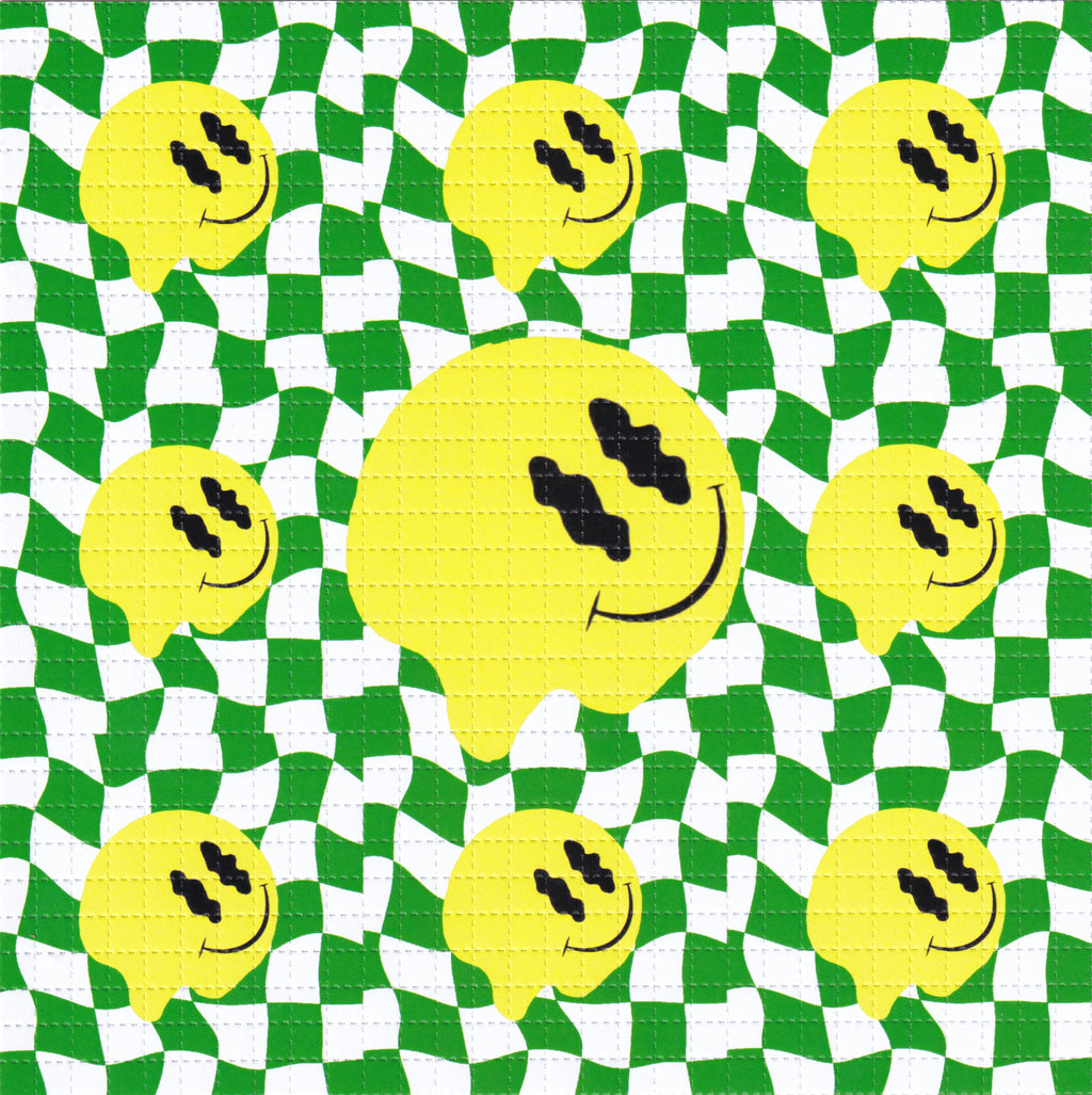 Melty Smiley Green Blotter Art