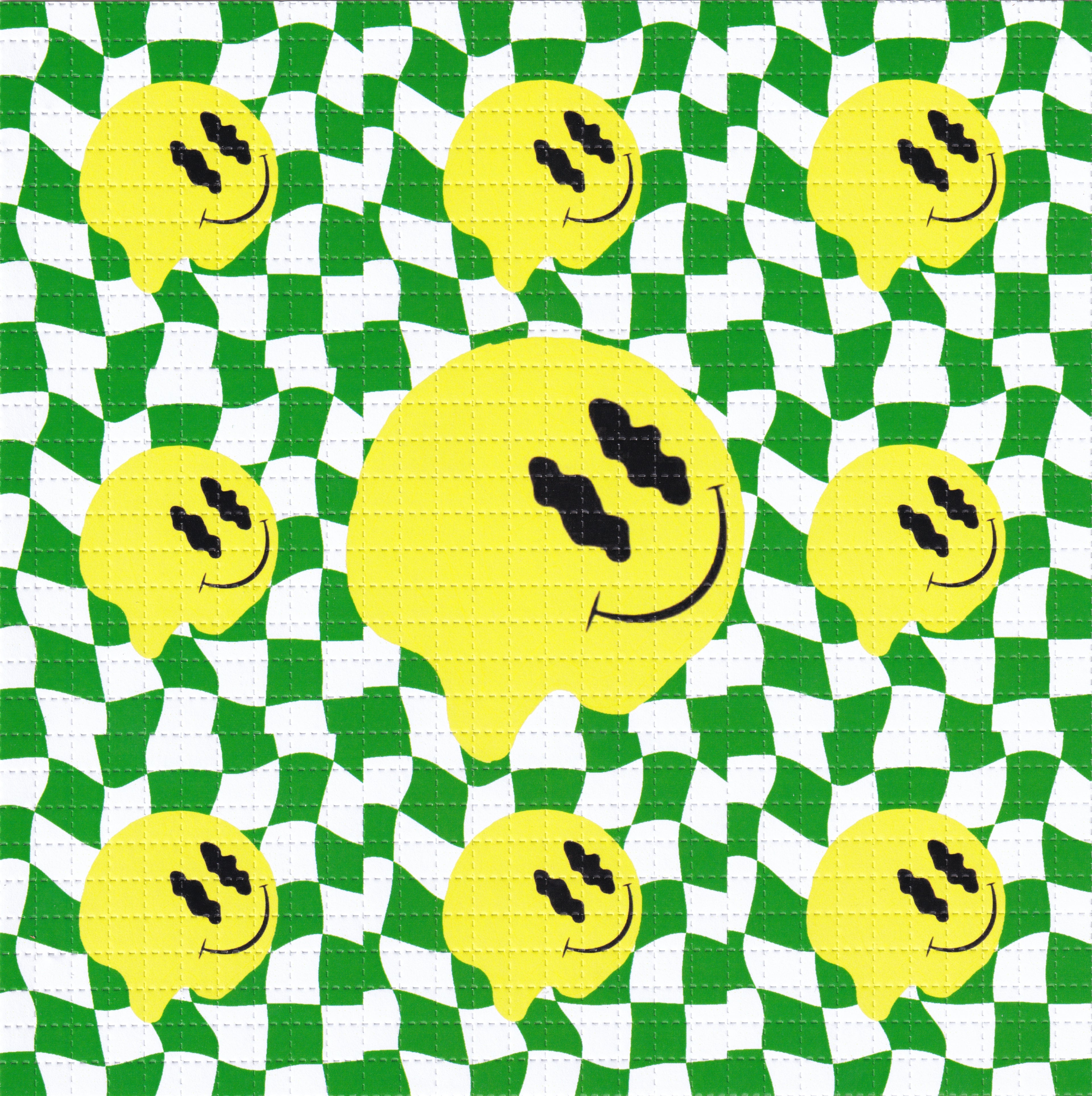 Melty Smiley Green Blotter Art