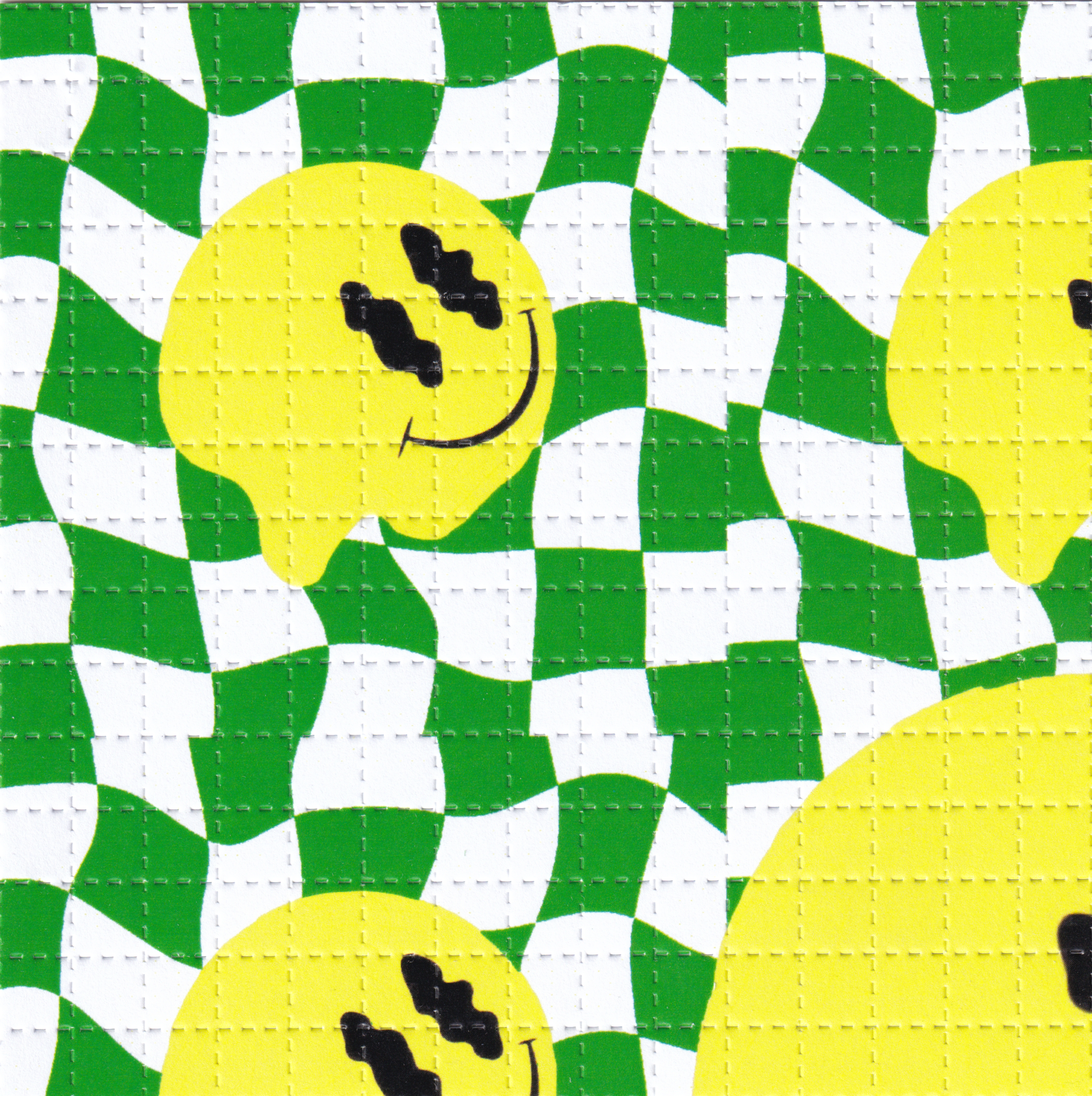 Melty Smiley Green Blotter Art