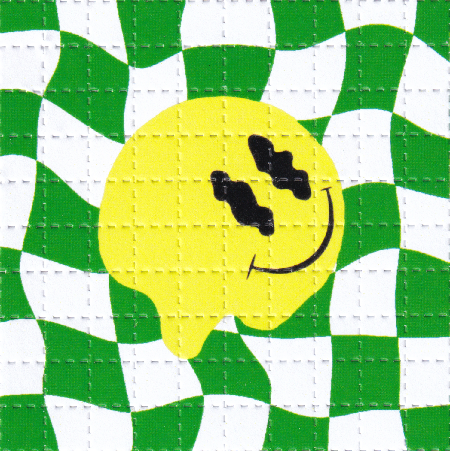 Melty Smiley Green Blotter Art