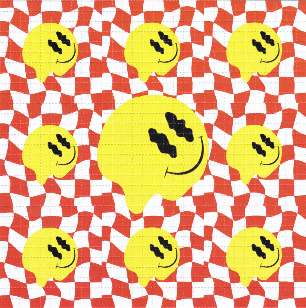 Melty Smiley Red Blotter Art