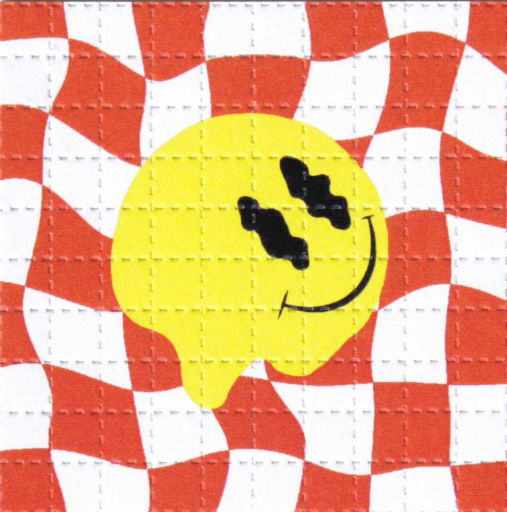 Melty Smiley Red Blotter Art