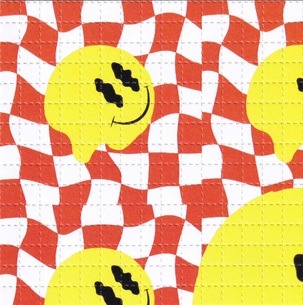 Melty Smiley Red Blotter Art