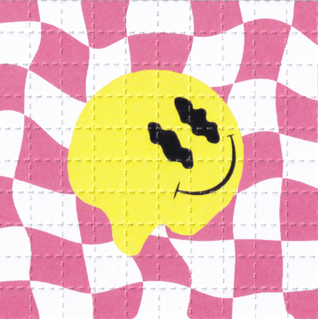 Melty Smiley Pink Blotter Art