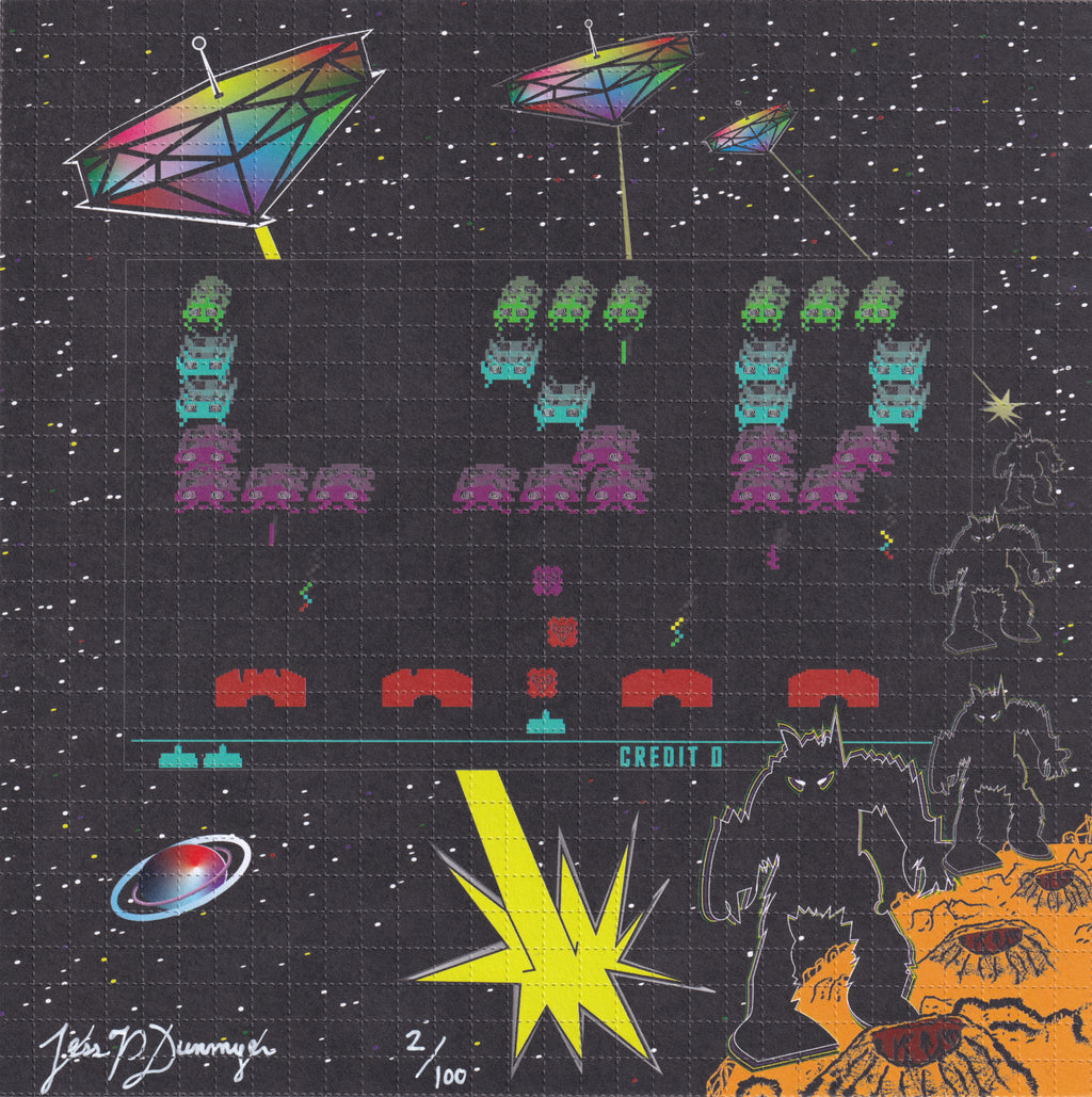 Trippy Invaders Blotter Art by Jess p Dunmyer