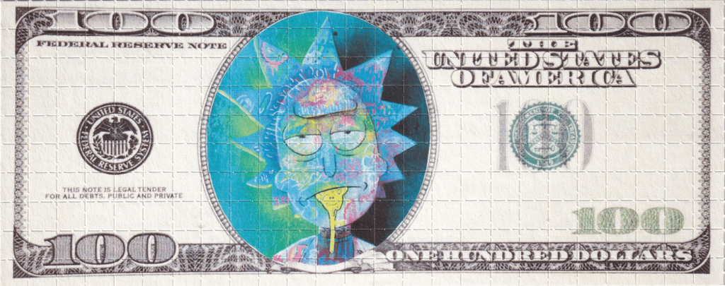 Rick Sanchez $100 Bill Blotter Art by Russ Holmes (signed)