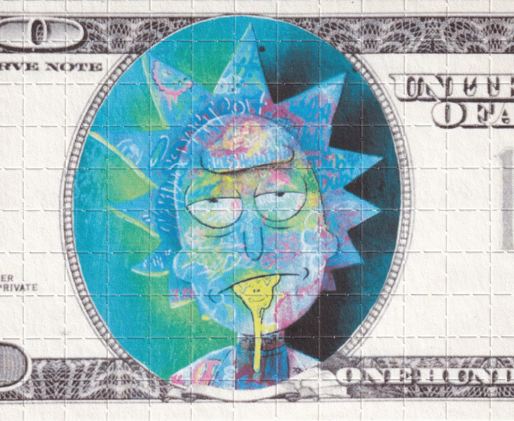 Rick Sanchez $100 Bill Blotter Art by Russ Holmes (signed)