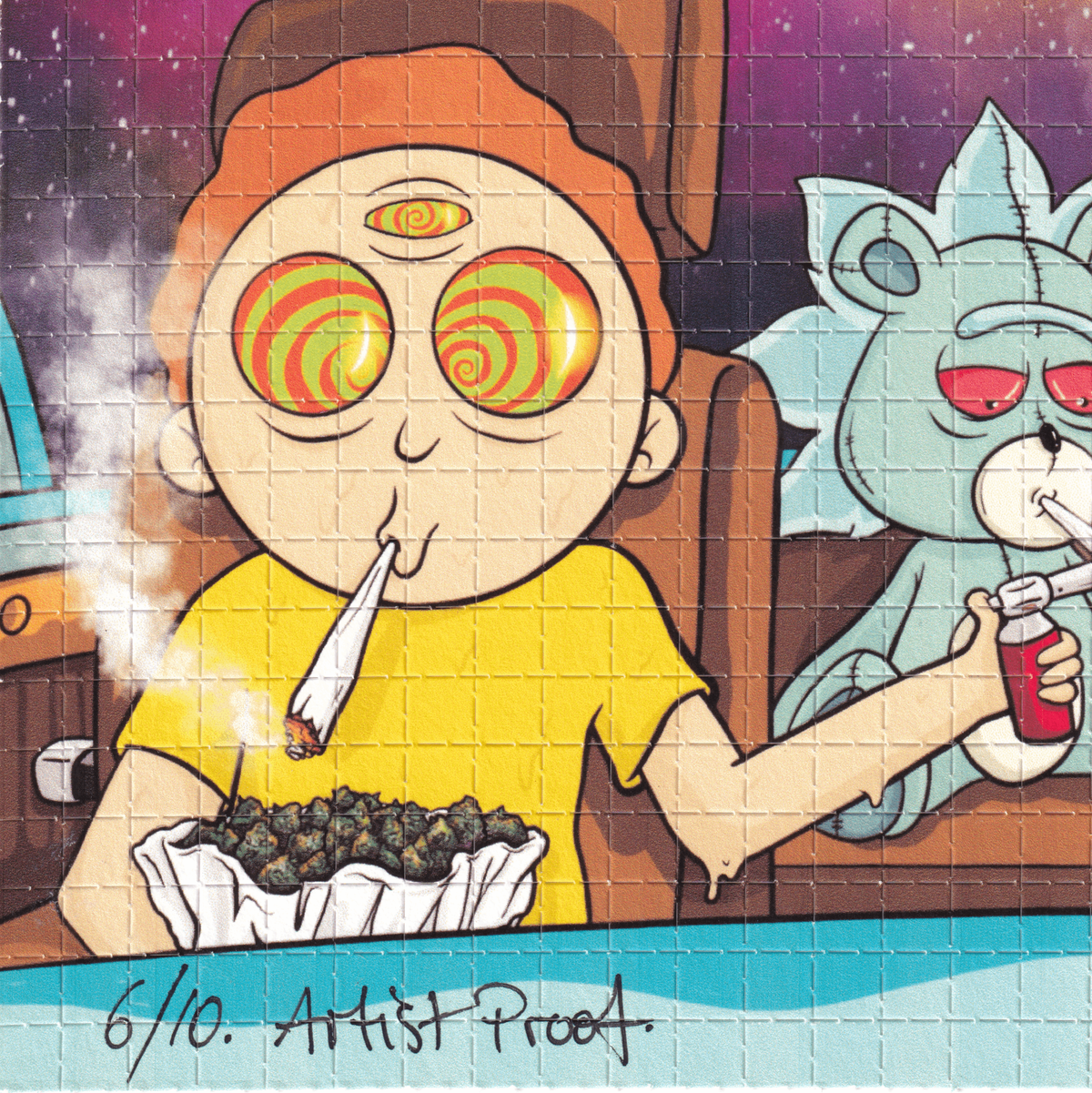 Rick and Morty Blotter Art by Russ Holmes (proof print)