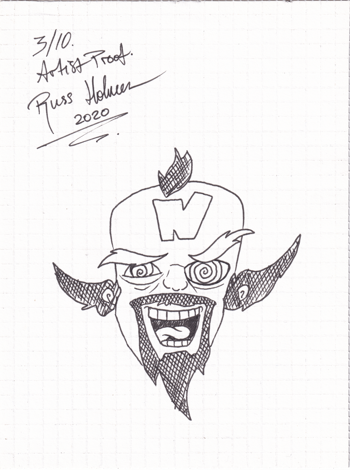 Crash Bandicoot Blotter Art by Russ Holmes (Proof Print)