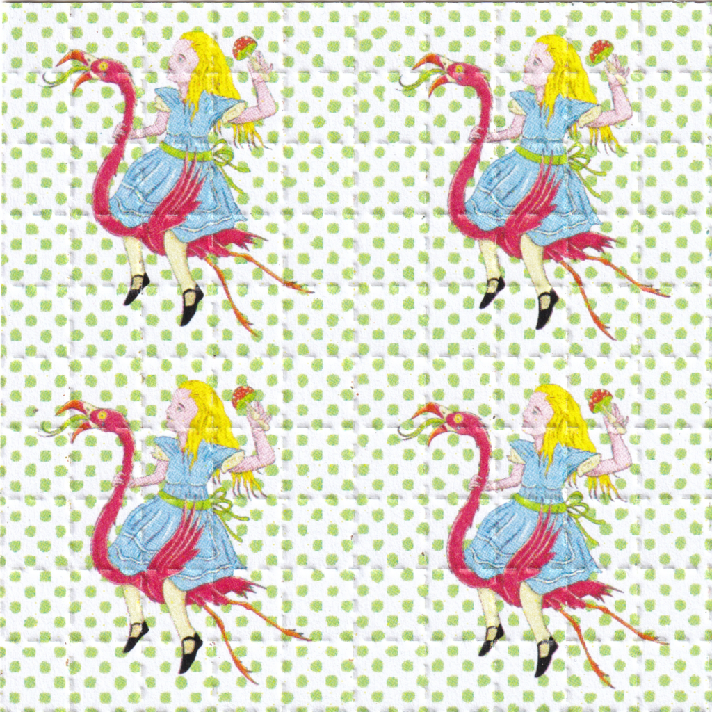 Alice In Wonderland Acid Flamingos Blotter Art By Ziero Muko