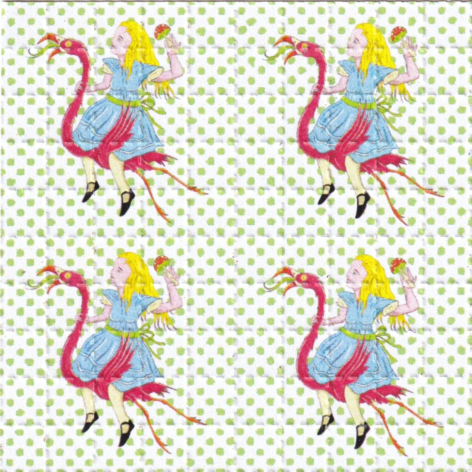 Alice In Wonderland Acid Flamingos Blotter Art By Ziero Muko