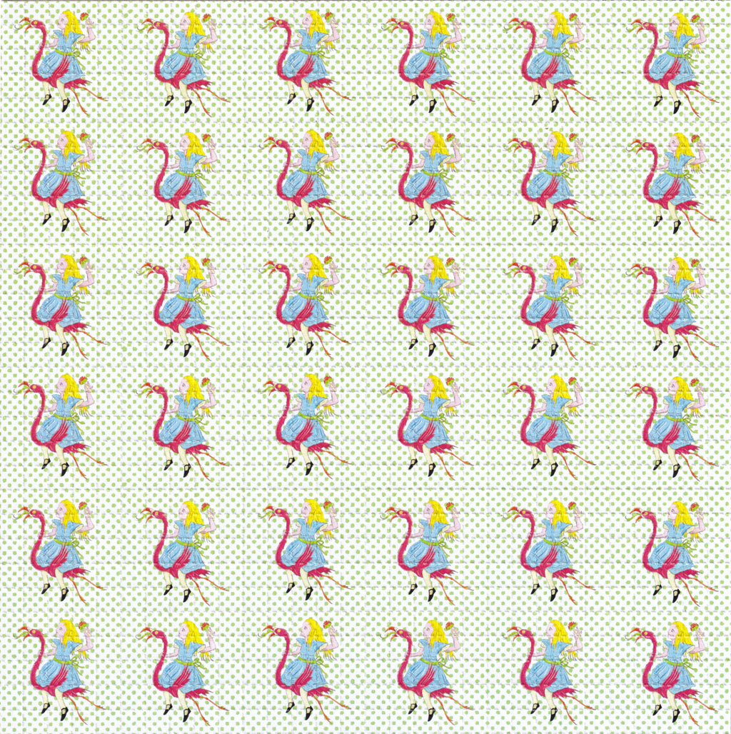 Alice In Wonderland LSD Flamingos Blotter Art By Ziero Muko