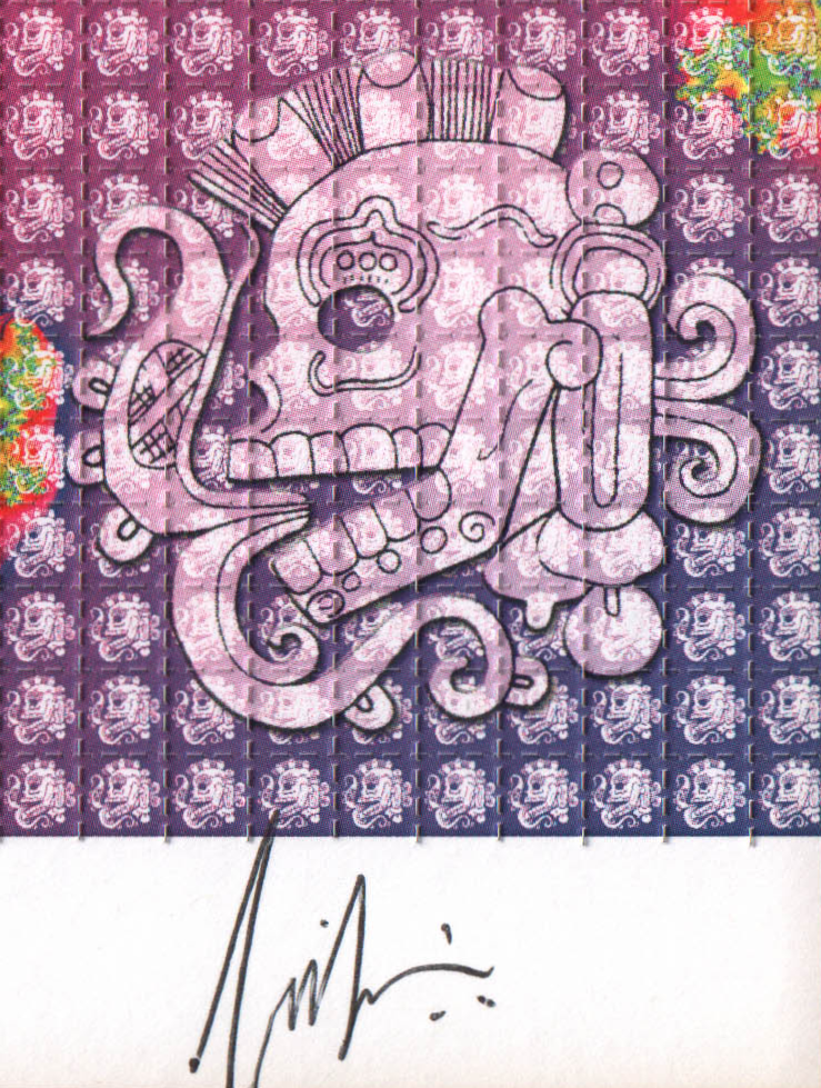 Aztecs Smoking Skulls Signed Blotter Art by Lucifer