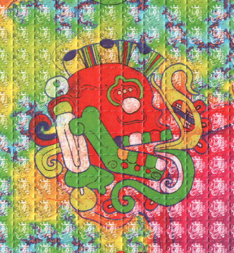 Aztec Smoking Skulls Blotter Art by Lucifer