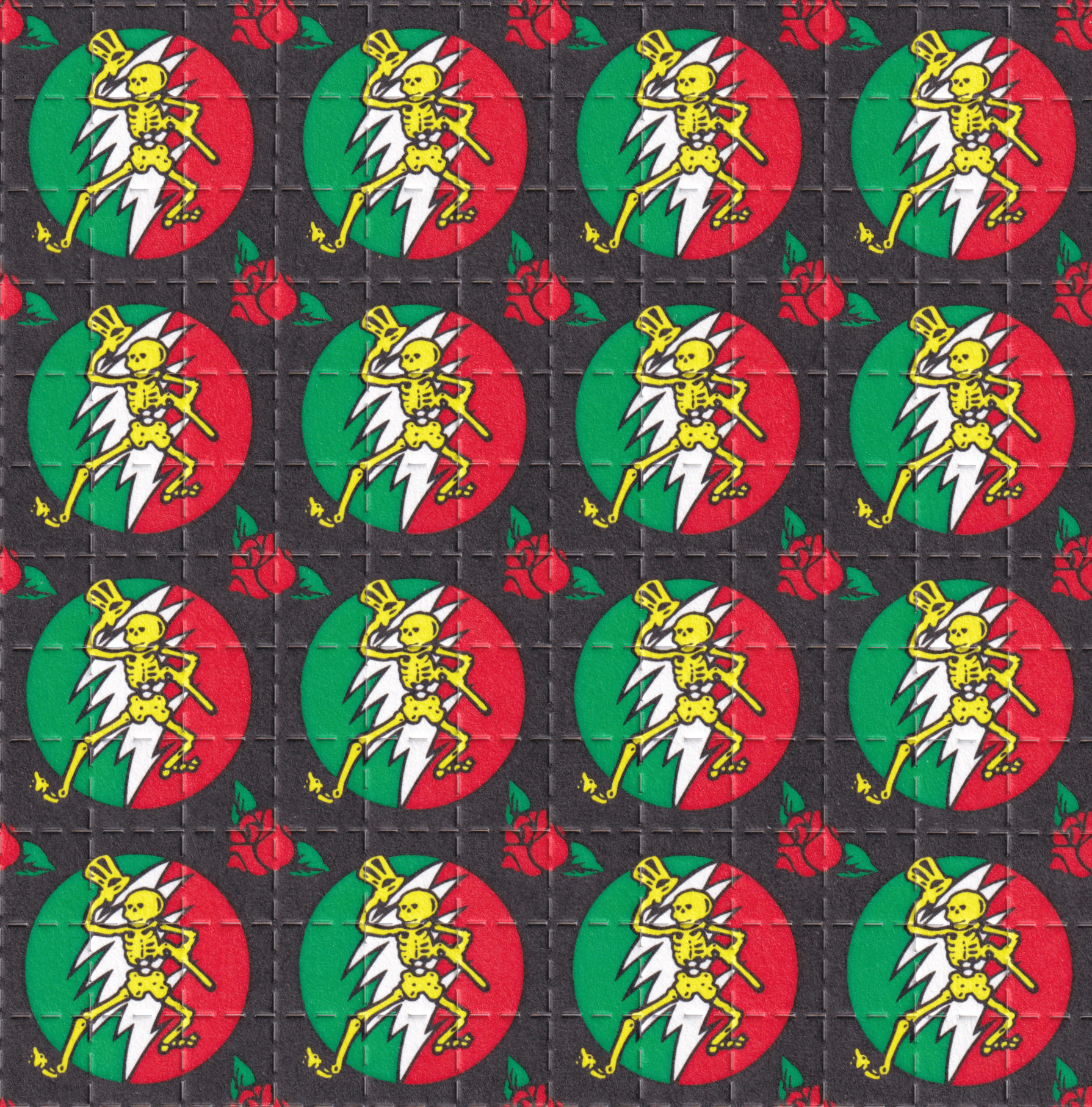 Dancing Skeleton 2000's Blotter Art