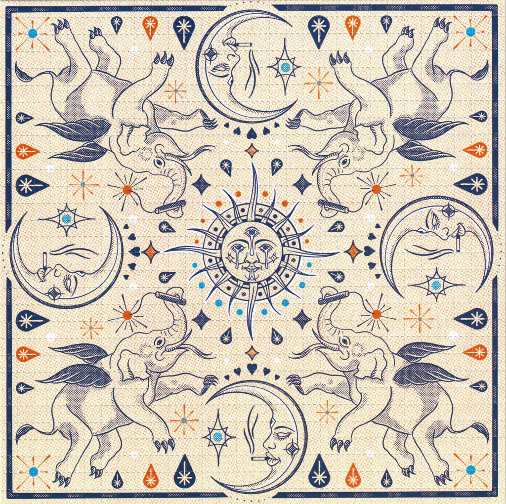 Flying Elephants Blotter Art By Ziero Muko (Double Sided)