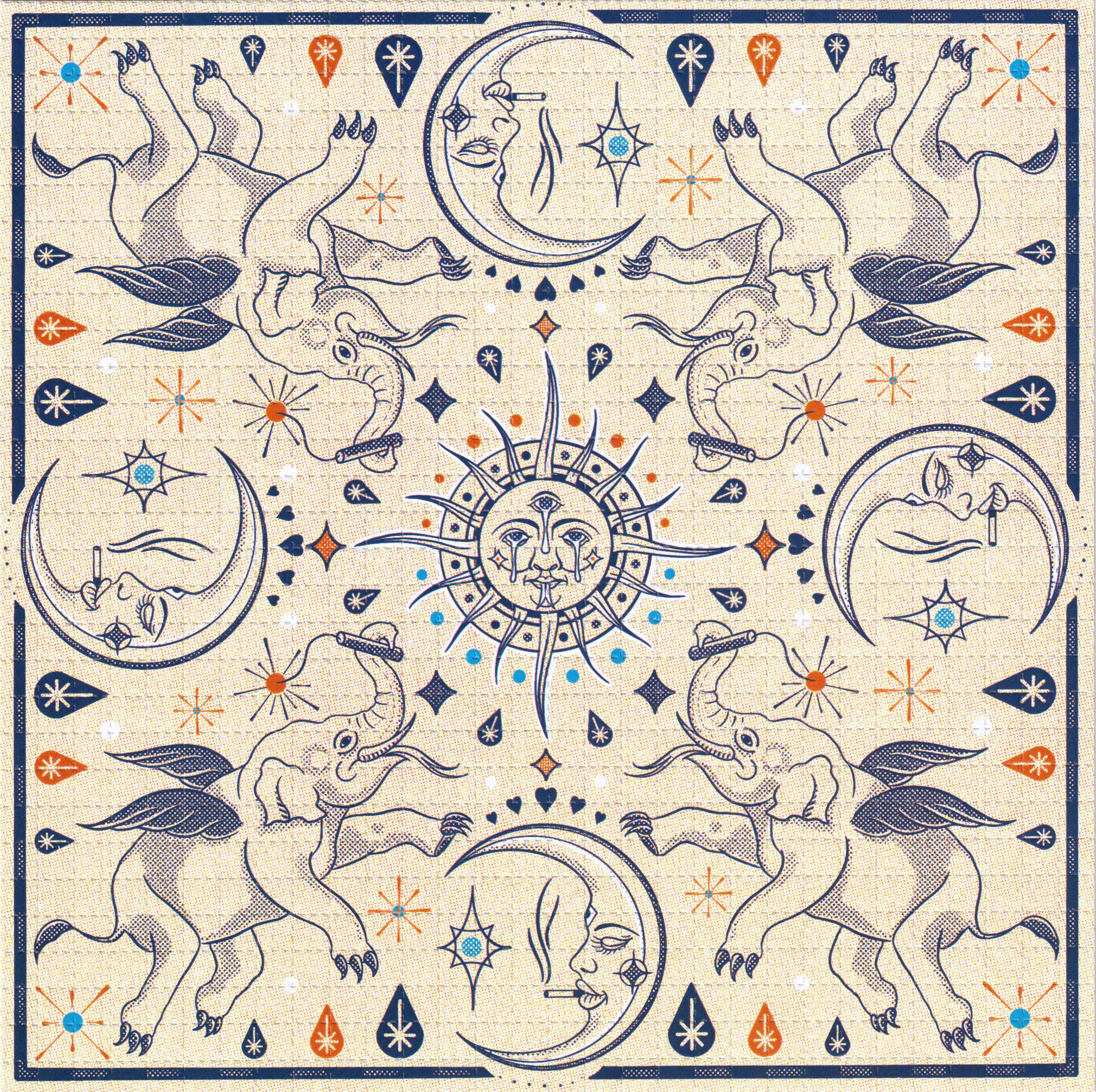 Flying Elephants Blotter Art By Ziero Muko (Double Sided)