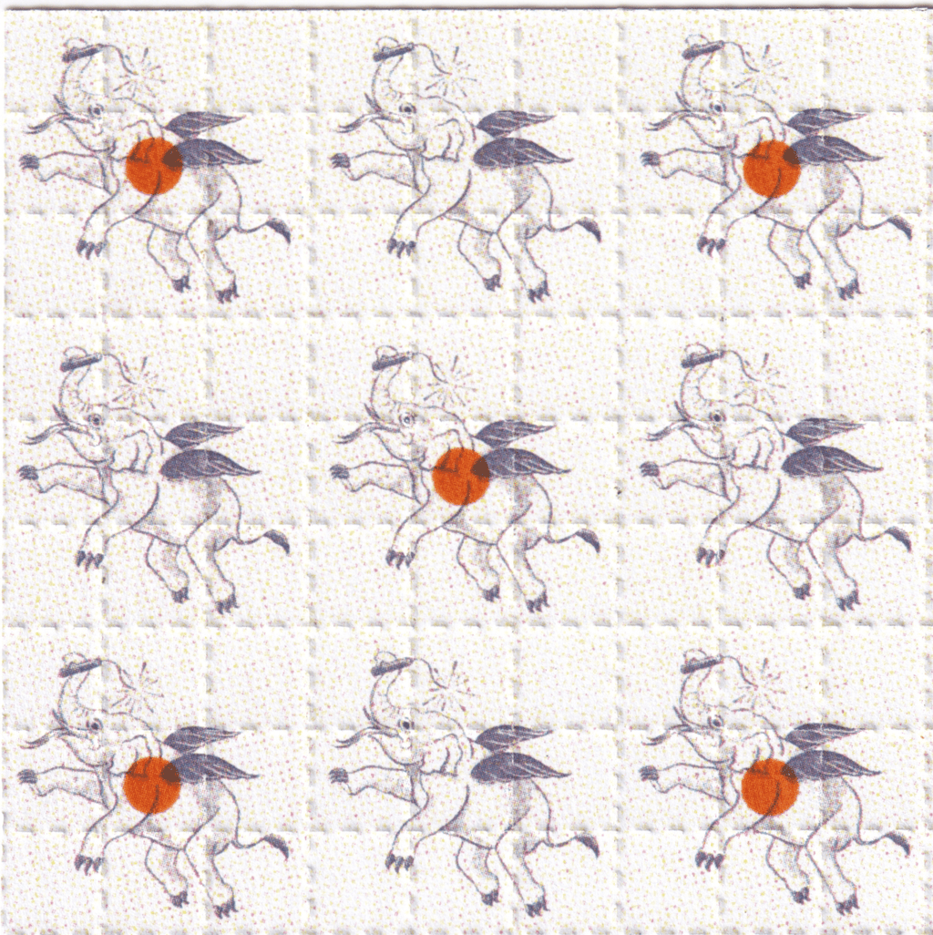 Dancing Elephants Blotter Art By Ziero Muko