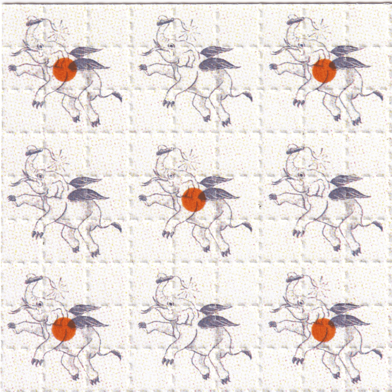 Dancing Elephants Blotter Art By Ziero Muko