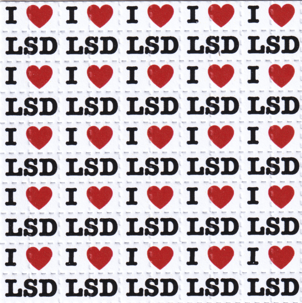 I Love LSD Blotter Art Sheet
