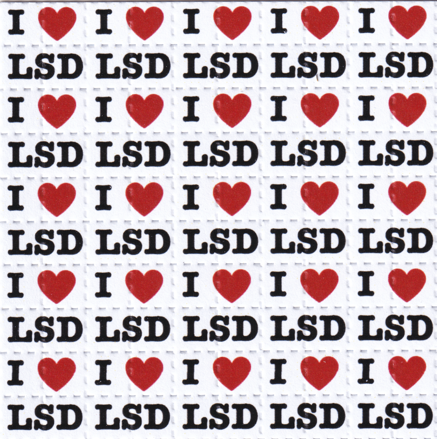 I Love LSD Blotter Art Sheet
