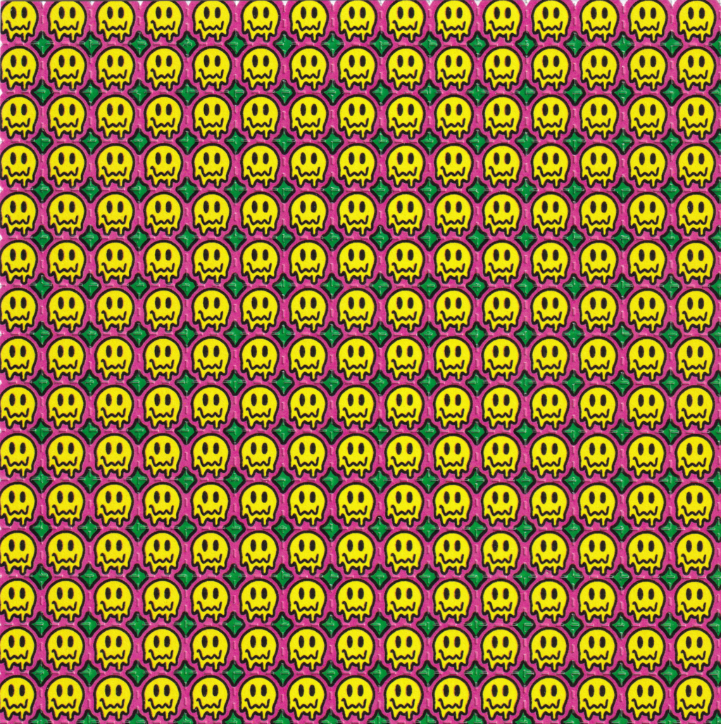 Melting Smiley Green Blotter Art