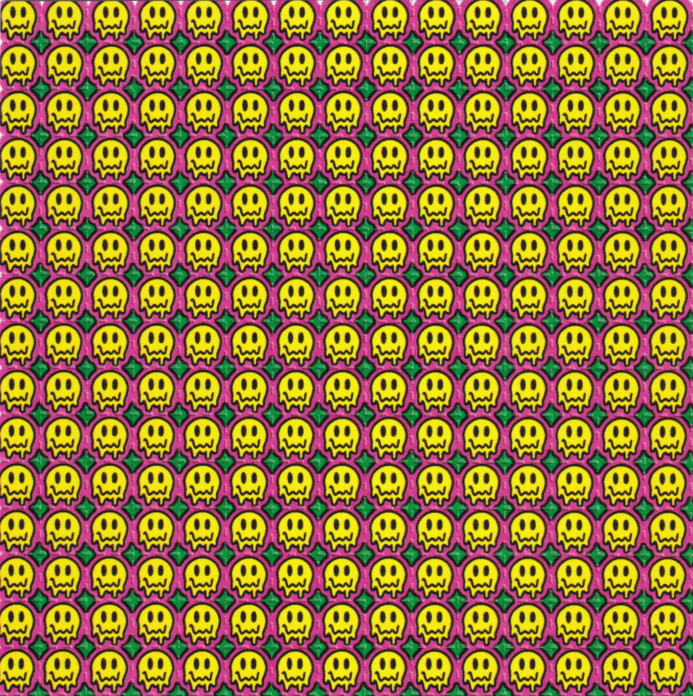 Melting Smiley Green Blotter Art