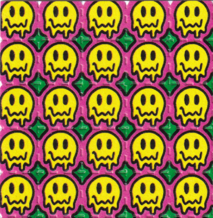 Melting Smiley Green Blotter Art