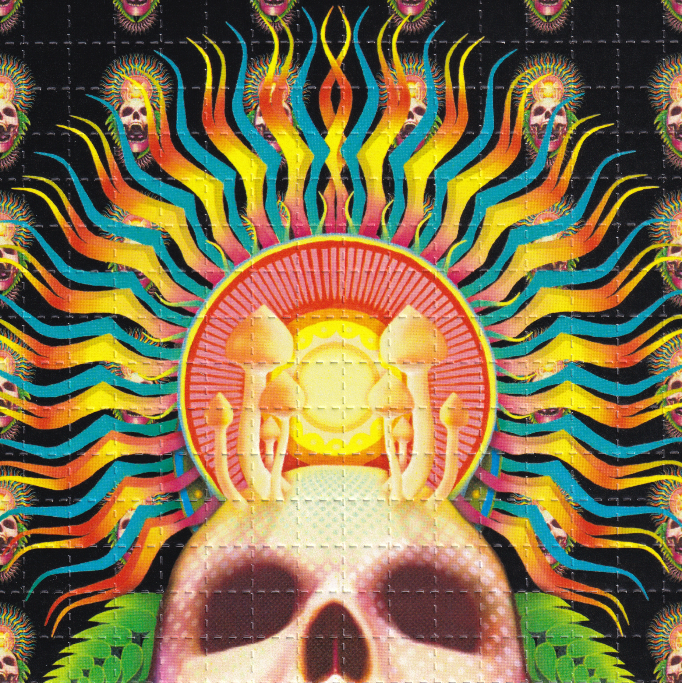 Acid Mushroom Skull Blotter Art