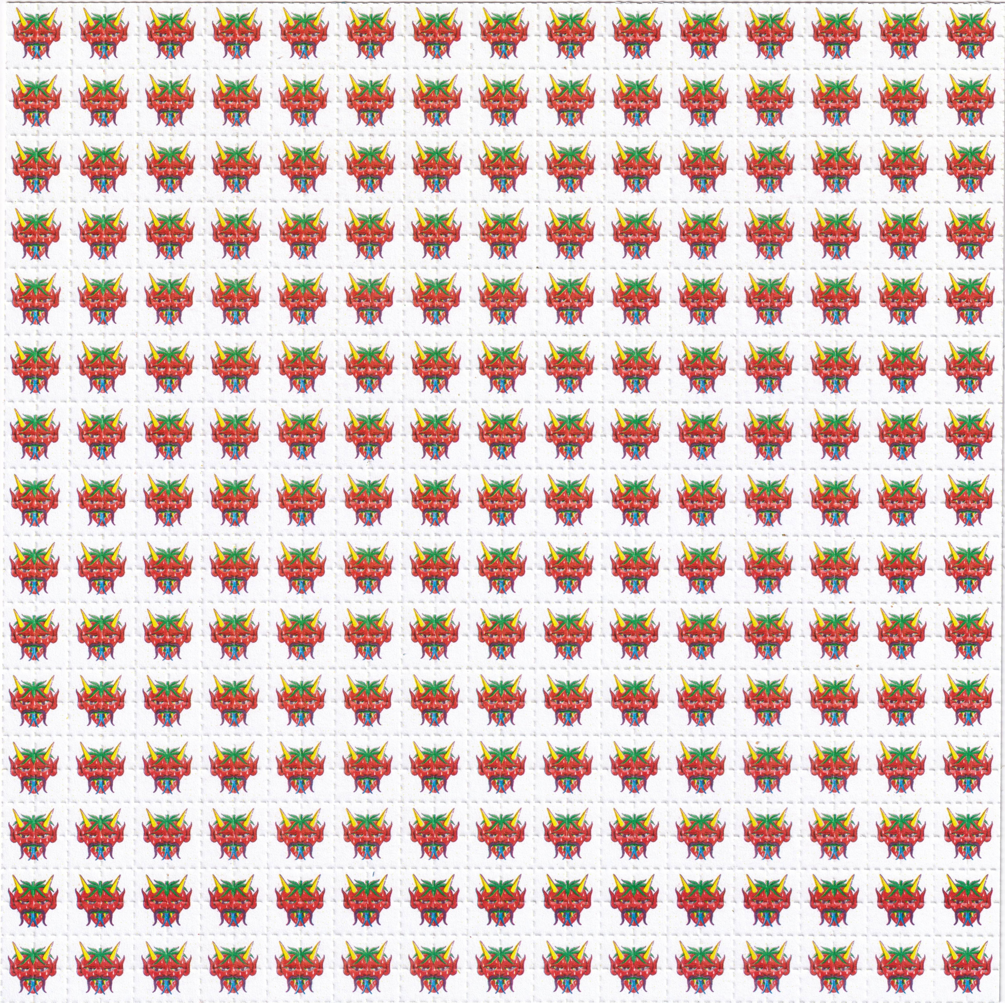 Strawberry Devil LSD Acid Blotter Art