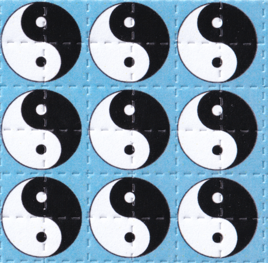 Yin Yang Spiral Blue Blotter Art