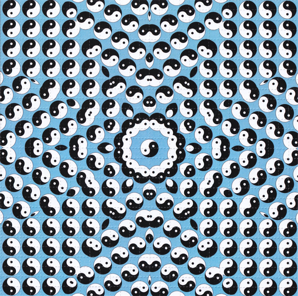 Yin Yang Spiral Blue Blotter Art