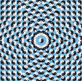 Yin Yang Spiral Blue Blotter Art
