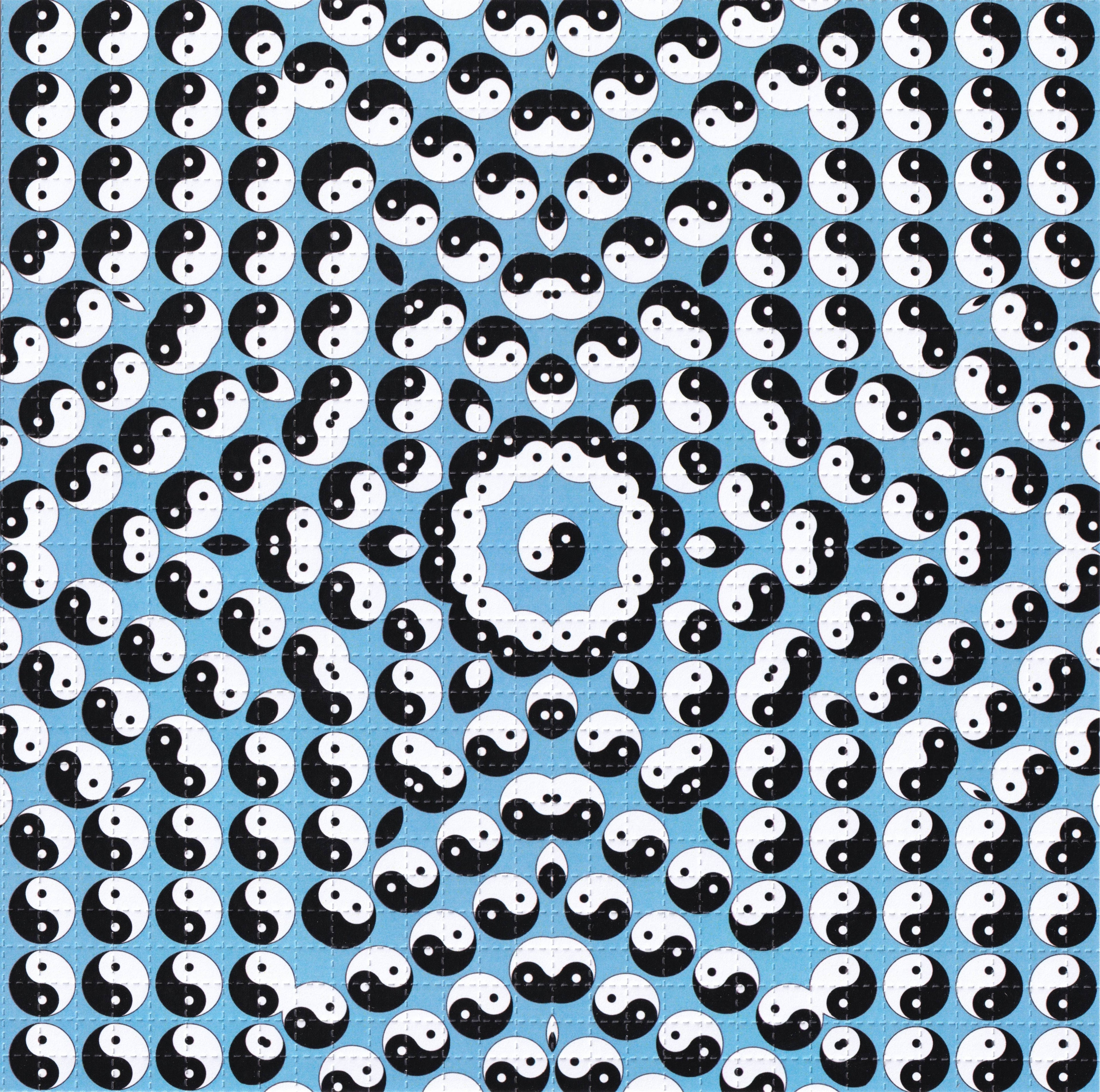 Yin Yang Spiral Blue Blotter Art