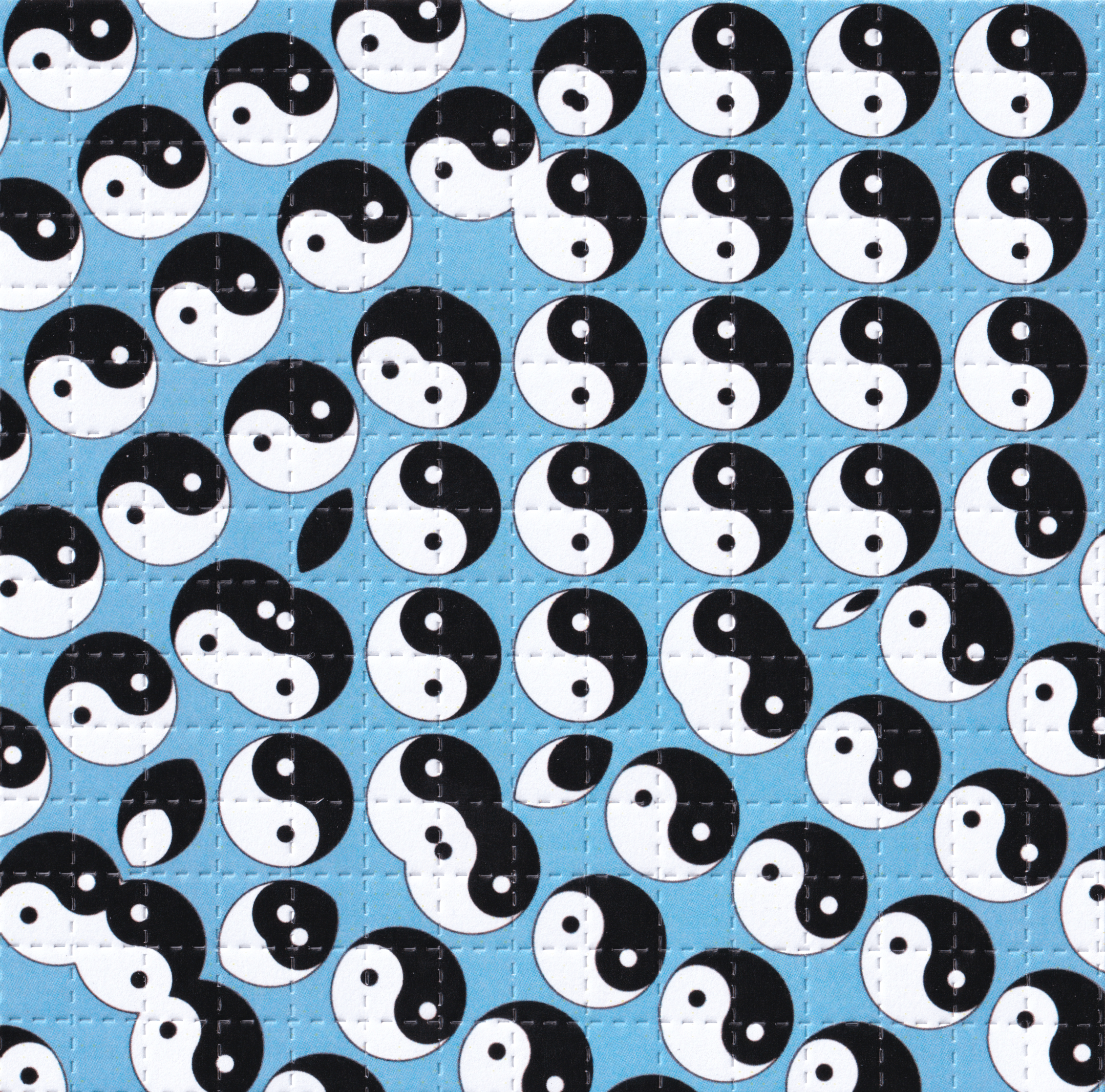 Yin Yang Spiral Blue Blotter Art